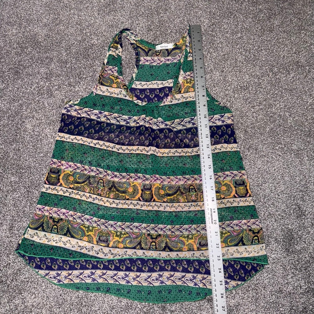 Teen Bell Sheer Multicolor Patterned Razorback Tank Top - Picture 5 of 7